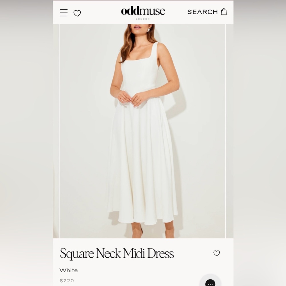 Oddmuse Square Neck White Midi Dress